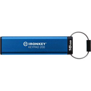 Kingston IronKey Toetsenbord 200 (16 GB, USB A), USB-stick, Blauw