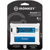 Kingston IronKey Keypad 200 hardware-gecodeerde USB-stick met XTS-AES 256-bits encryptie - IKKP200/8GB