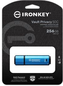 Kingston - IronKey Vault Privacy 50 - USB-stick - 256 GB - Beveiliging met AES 256-bits Encryptie