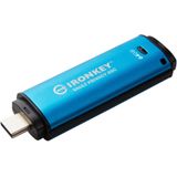 Kingston - IronKey Vault Privacy 50C - USB-stick - Blauw - 64GB, AES-256 Hardwareversleuteling