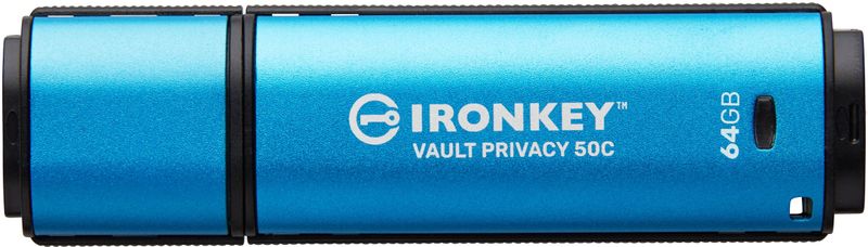 Kingston - IronKey Vault Privacy 50C - USB-stick - Blauw - 64GB, AES-256 Hardwareversleuteling