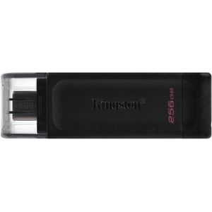 Kingston 256GB USB-C Stick - USB 3.2 Gen 1 - DataTraveler 70 - Zwart