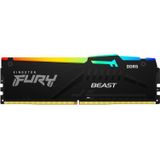 Kingston FURY Beast RGB - DDR5 - module - 32 GB - DIMM 288-PIN - 5200 MHz / PC5-41600 - CL36 - 1.25 V - niet-gebufferd - on-die ECC - zwart