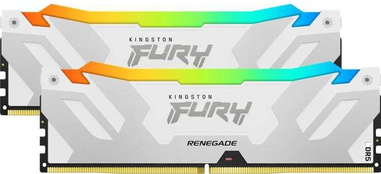 Kingston Fury Renegade RGB wit XMP 32GB 7200MT/s DDR5 CL38 DIMM werkgeheugen voor gamer-pc, set van 2 - KF572C38RWAK2-32
