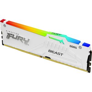 Kingston Fury Beast KF560C40BWA-16 Wit RGB XMP 16GB 6000MT/s DDR5 CL40 DIMM geheugen voor gamer-pc, eenvoudige module