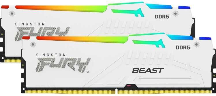 Kingston FURY Beast White RGB XMP 16 GB 5600MT/s DDR5 CL40 DIMM Desktop Gaming Memory Enkele Module - KF556C40BWA-16