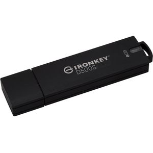 Kingston IronKey D500S Hardwareverschlüsselter USB-Stick 8GB FIPS 140-3 Lvl 3 (ausstehend) AES-256 - IKD500S/8GB, Schwarz