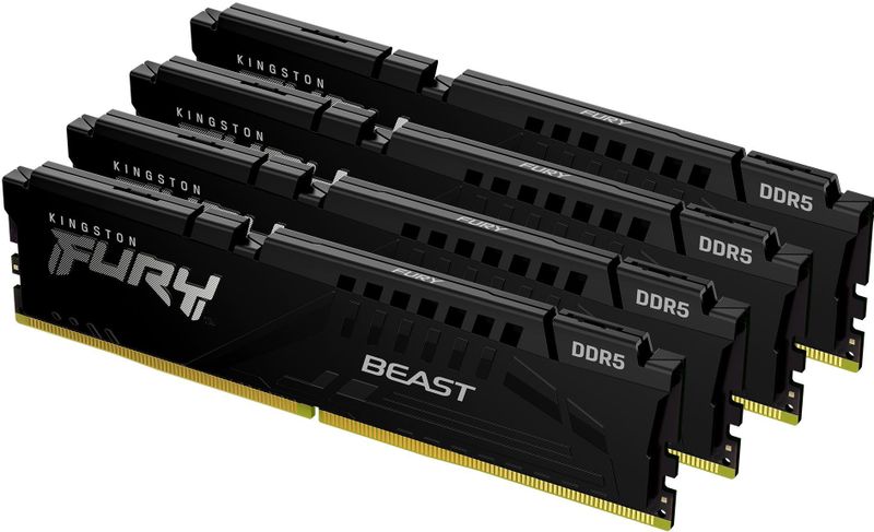 Kingston FURY Beast (4 x 16GB, 6000 MHz, DDR5 RAM, DIMM 288 pin), RAM, Zwart
