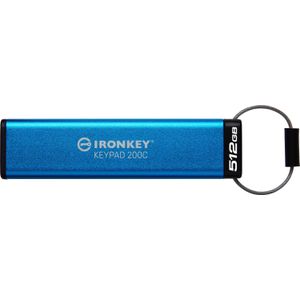 Kingston IronKey Keypad 200C, USB-stick 512GB USB-C FIPS 140-3 Lvl 3 (wachttijd) AES-256 - IKKP200C/512GB