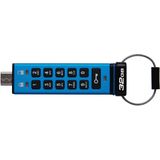 Kingston Ironkey Keypad 200C 32GB Versleutelde USB | Alfanumeriek Toetsenbord | Multi-Pin Toegang | XTS-AES 256-bit | FIPS 140-3 Niveau 3 Gecertificeerd (Aangevraagd) | IKKP200C/32GB, Blauw