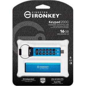 Kingston Technology IronKey 16GB USB-C Keypad 200C, FIPS 140-3 Lvl 3 (aangevraagd) AES-256