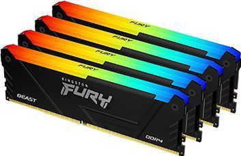 Kingston FURY Beast RGB 32GB 3600MT/s DDR4 CL17 DIMM (Sets van 4) Desktop werkgeheugen KF436C17BB2AK4/32