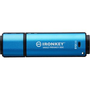 Kingston Stick Kingston IronKey VP50C 512GB USB-C veilig (512 GB, USB 3.2), USB-stick, Blauw