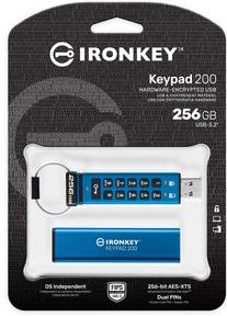 Kingston Technology IronKey Keypad 200 USB flash drive USB Type-A 3.2 Gen 1 (3.1 Gen 1) Blauw