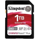 Kingston Canvas React Plus V60 SD 1TB SDXC UHS-II 280R/150W U3 V60 for Full HD/4K