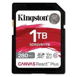 Kingston Canvas React Plus V60 SD 1TB SDXC UHS-II 280R/150W U3 V60 voor Full HD/4K