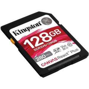 Kingston Canvas React Plus V60 SD 128GB SDXC UHS-II 280R/100W U3 V60 for Full HD/4K