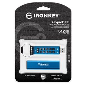 Kingston - IronKey Keypad 200 - USB-stick - Blauw - 512GB
