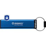 Kingston - IronKey Keypad 200 - USB-stick - Blauw - 512GB