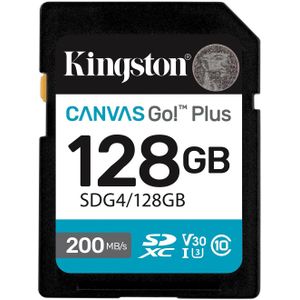 Kingston Canvas Go Plus SDXC Memory Card Gen4 200MB/s C10 UHS-I U3 V30 128GB-SDG4/128GB