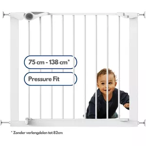 ib style® Berrin Traphekje 67-175cm | Deurhekje | Geen boren | 90° Stop | Auto-Close | 165-175 cm