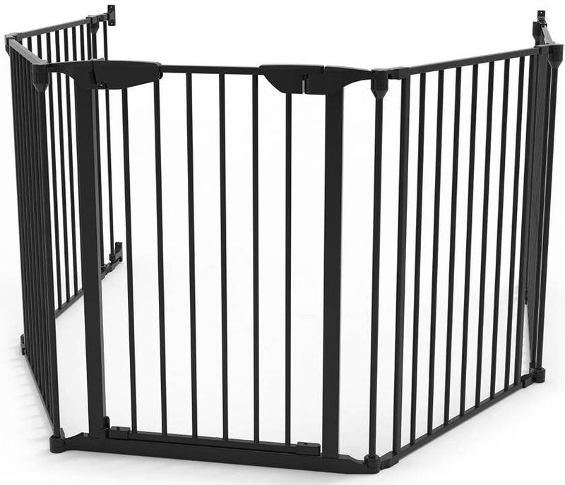 Noma 5 panelen Veiligheidshek - kamer verdeler - Tot 315 cm - zwart- kachelhek - veiligheidshek voor open haard