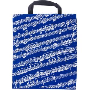 XL Boodschappentas Bladmuziek, blauw/wit