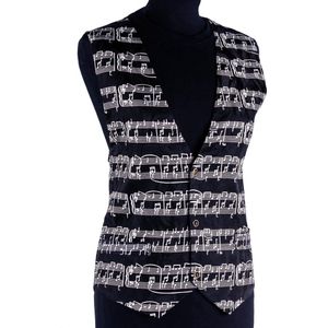 Zijden Vest - Muziekmotief - Zwart - Gebroken Wit