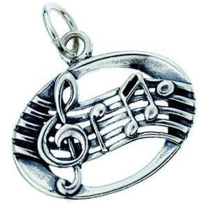 Zilveren - Hanger - Muziekbalk - Vioolsleutel