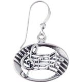 Zilver - Oorbellen Muziekbalk - Zilver