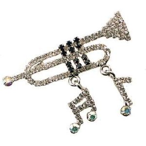Broche - Zilver - Trompet en Muzieknoten