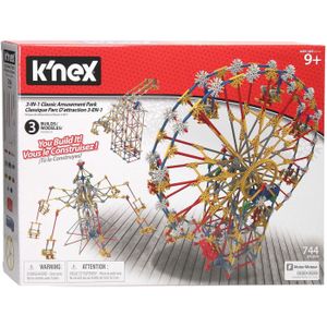 Basic Fun k'nex- Thrill Rides-bouwset, pretpark, 3 gemotoriseerde ritten, 17035, blauw