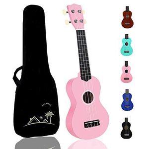POMAIKAI Sopraan Ukelele Uke 21 inch Hawaii gitaar met tas voor kinderen en beginners (roze)