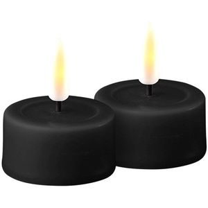 Deluxe Homeart - LED kaars- Waxinelicht - Theelicht - Zwart - 4,1 x 4,5 cm - 2 stuks