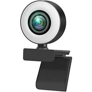 tonguk Live Streaming Webcam, Webcam 1080p Ingebouwde Ring Light 3-Gear Light Conference Video Autofocus Computer HD Camera Met Ruisonderdrukkende Microfoons