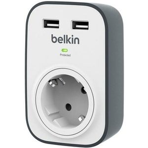 Belkin BSV103vf Overspanningsbeveiliging tussenstekker Met USB Wit, Grijs