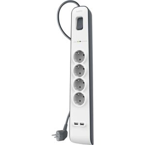 Belkin Spanningsbeveiliger met 4 stopcontacten en 2 USB-poorten stekkerdoos