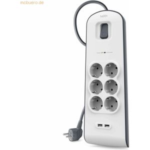 Belkin BSV604vf2M, 650 J, 6 AC-Ausgänge, Weiß, 2 m