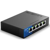 Linksys LGS105 Unmanaged L2 Gigabit Ethernet (10/100/1000) Zwart, Blauw