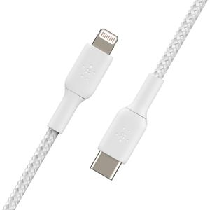 Belkin Braided iPhone Lightning naar USB-C kabel - 2m - Wit