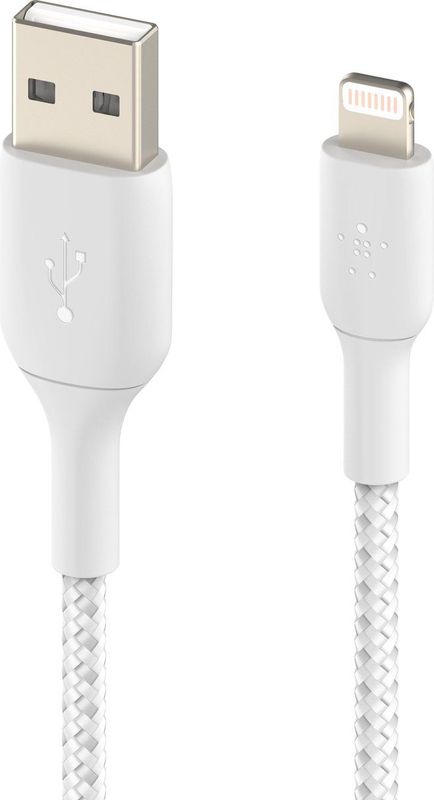 0 Belkin BoostCharge geflochtenes 15 cm Lightning/USB-A Kabel, weiß