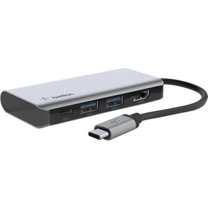 Belkin meerpoorts 4-in-1 USB-C-adapter (met een 4K HDMI-poort, USB-C 100 W PD passthrough-oplaadondersteuning, twee USB A-poorten voor MacBook Pro, MacBook Air, iPad Pro, XPS en meer)