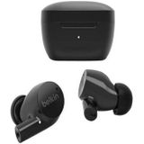 Belkin draadloze oordopjes, SoundForm Rise True Wireless Earbuds met Bluetooth 5.2 en draadloze oplaadcase, zweet- en waterbestendig (IPX5), met diepe bas voor iPhone, Galaxy, Pixel en meer - Zwart