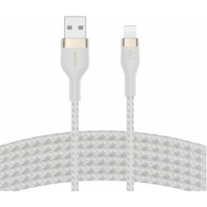 Belkin Boost Charge braided - Telefoniekabel - USB-A naar iPhone Lightning - 3m - Wit