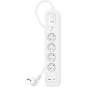 Belkin Stekkerdoos Met 4 Stopcontacten + Usb-c / Usb-a Poorten Wit (srb001ca2m)