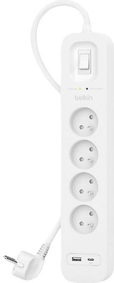 Belkin Spanningsbeveiliger met 4 stopcontacten Wit 2M (USB-C+USB-A)
