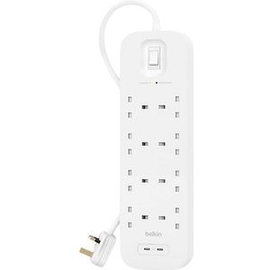 Belkin Spanningsbeveiliger met 8 stopcontacten Wit 2M (USB-C+USB-C)