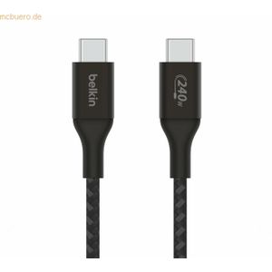 Belkin USB C Kabel - 240W - 1m - Nylon - Zwart - BoostCharge