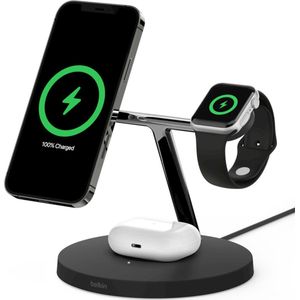 Belkin 3 in 1 Draadloze Oplader Qi2 Magsafe compatible Zwart