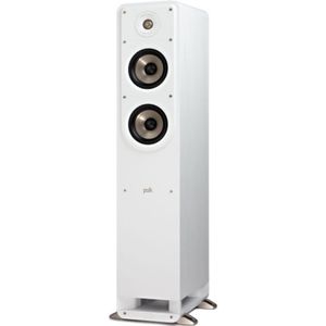 Polk Signature S50e Luidspreker, Zuilluidspreker voor HiFi Home Cinema, Speaker met 150 Watt, Universele Poolklemmen, Diepe Bas, Akoestische Klankkast, Hoge resolutie, 40 kHz, Walnootafwerking - Wit